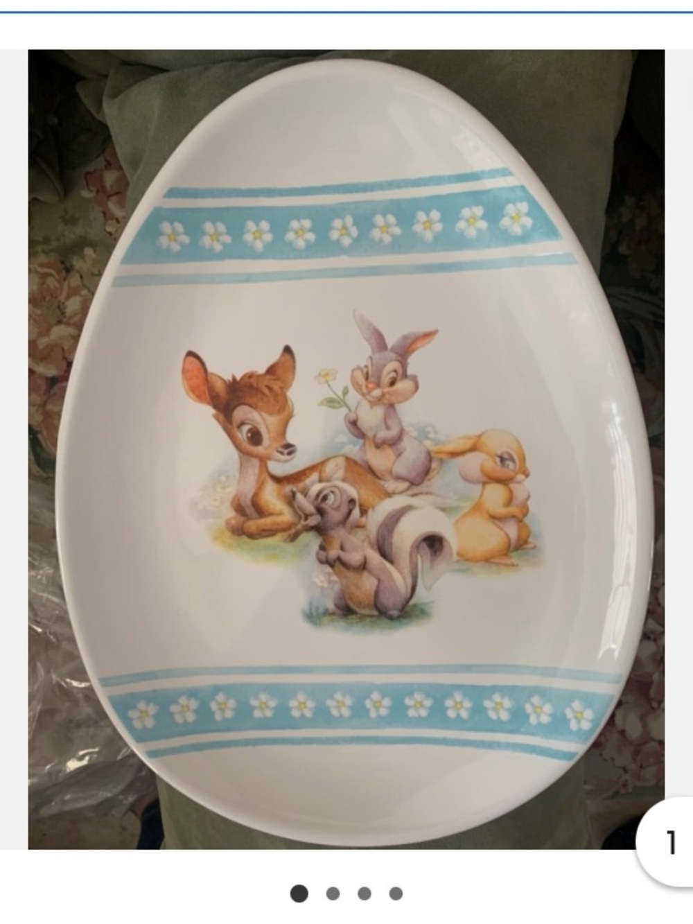 Disney Oval Cookie Dish with Bambi & Friends - Vintage NEW